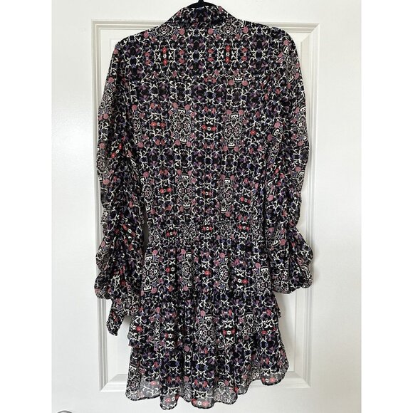 Misa Los Angeles Adora Mini Dress Black Floral Long Sleeve Ruffle Size Medium - Picture 7 of 10